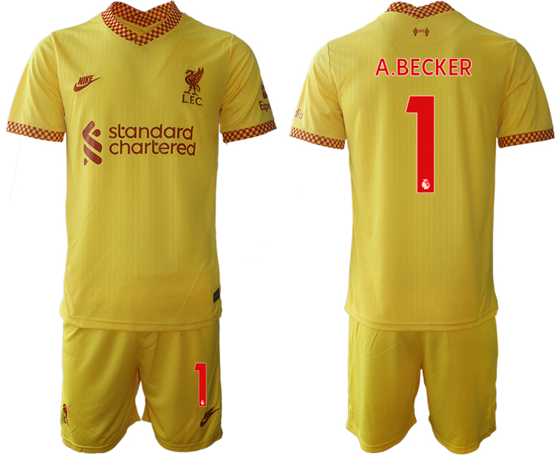 Men 2021-2022 Club Liverpool Second away yellow #1 Soccer Jersey->liverpool jersey->Soccer Club Jersey